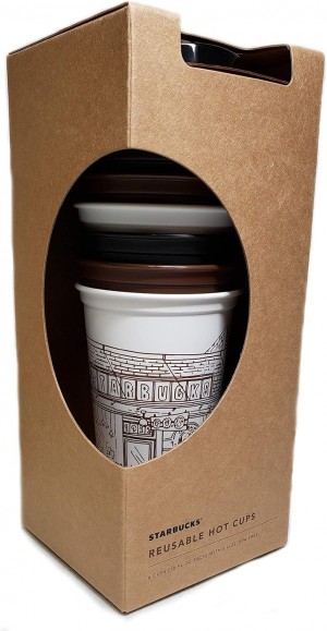 Assorted Starbucks Pike Place Market First Store Reusable Hot Cups With Lids, 6 Pack, 16 Oz | 526-FDJQWO