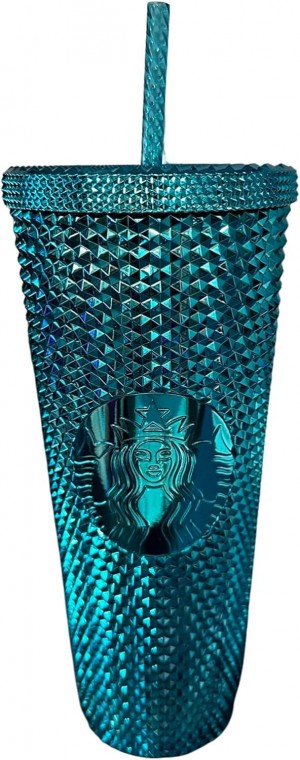 Blue Starbucks 2023 Blue Chrome Studded Venti 24oz Tumbler With Straw | 935-ONEKBW