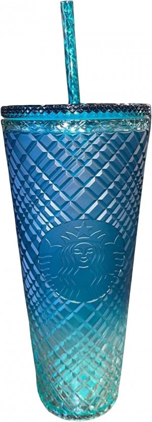 Green Starbucks 2023 Green Gradient Ombre Jeweled Venti Cold Plastic Cup Tumbler, 24 Oz | 641-TIMKEY