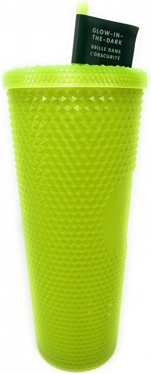 Green Starbucks 24 Oz Double Wall Glow In The Dark Black Light Uv Slime Green Cold Cup Tumbler | 093-RGVAJK