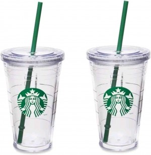 Green Starbucks Grande Insulated Travel Tumbler 16 Oz Double Wall Acrylic 2 Pack Set | 607-WSGHYT