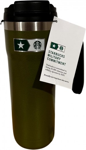 Green Starbucks Stanley Armed Forces Army Green Vacuum Sealed Cup Tumbler 20oz | 512-VKCADO