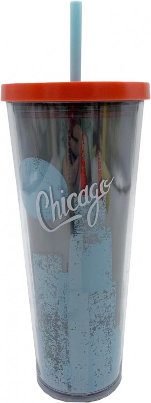 Multicolor Starbucks Chicago Acrylic Cold Cup With Straw Venti Size, 24 Fl Oz | 510-MZLUED