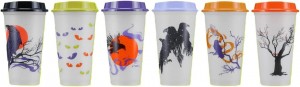 Multicolor Starbucks Fall 2022 Reusable Plastic Hot Cups With Lids Glow In The Dark Halloween 6 Cups 16 Oz Each | 361-PEBIVJ