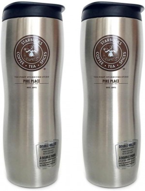 Silver Starbucks The First Store Pike Place Concord Stainless Steel Tumber (2 Pack) | 390-XQZDEO