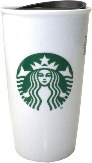 White Starbucks Classic White And Green Coffee Traveler Tumbler Double Wall Ceramic Coffee Travel 12 Oz | 260-GNVQIK