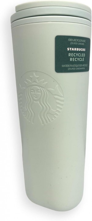 White Starbucks Embossed Mermaid Logo Recycled Plastic Tumbler, White 16oz | 014-FCBIEZ