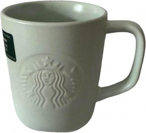 White Starbucks Embossed Mermaid Logo Recycled Ceramic Mug, White 16oz | 821-XCYVEN