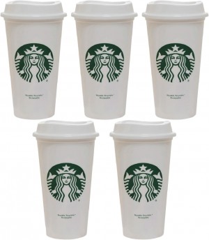 White Starbucks Set Of 5 16oz Reusable Hot Cups With Lid | 642-MJLTYR