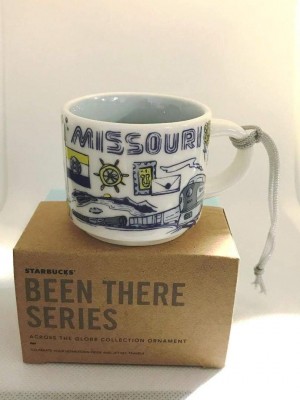 White / Blue Starbucks Missouri Been There Series Across The Globe Collection Demitasse Espresso Coffee Mug Cup Ornament | 504-XNAGLY