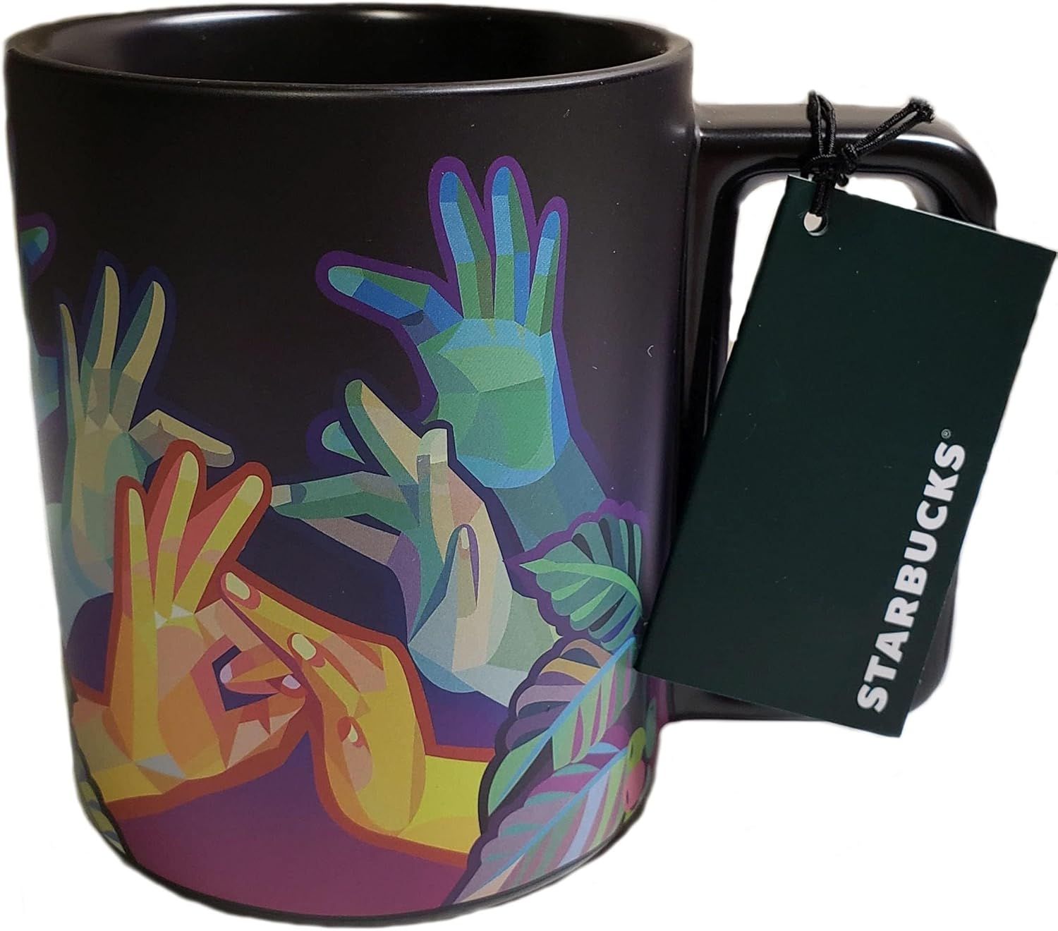 Black Starbucks American Sign Language Asl Hand Movements Coffee Mug, 12 Oz | 536-ZNBQJI