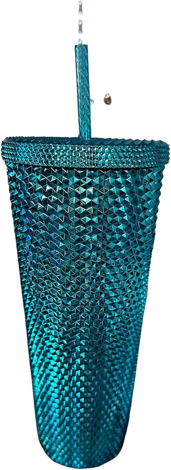 Blue Starbucks 2023 Blue Chrome Studded Venti 24oz Tumbler With Straw | 935-ONEKBW