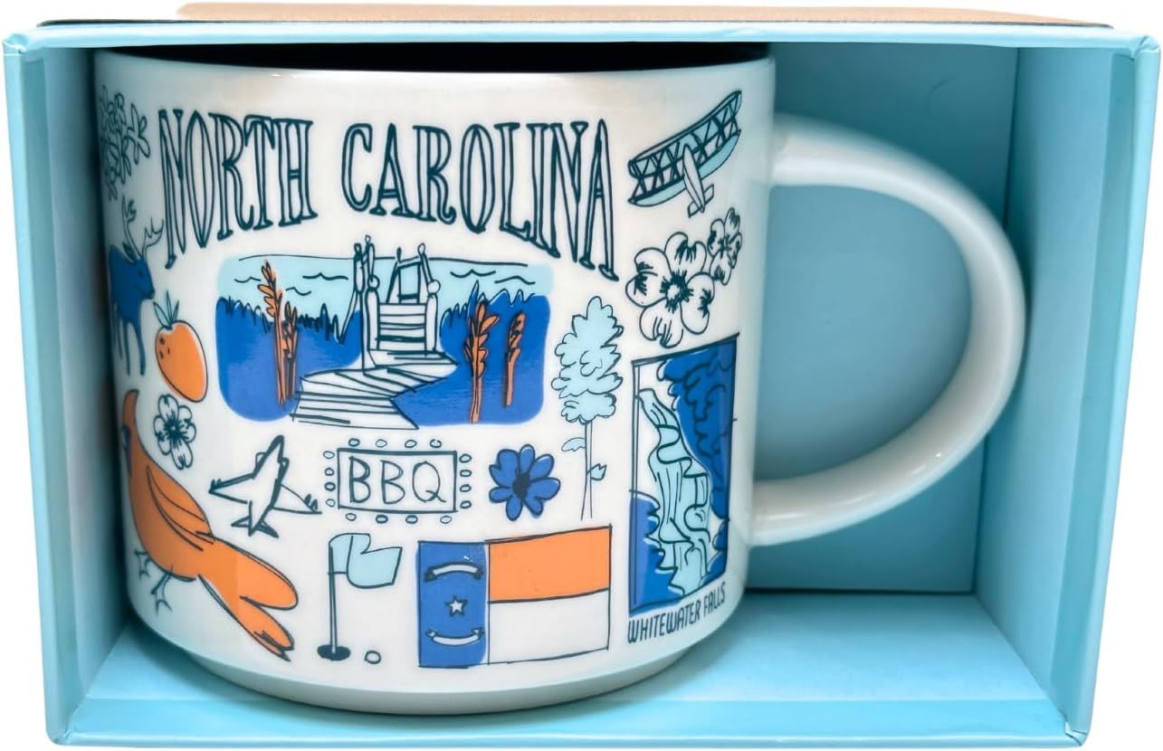 Blue Starbucks Been There Series Collection North Carolina Coffee Mug New With Box,14 Fluid Ounces | 521-CBQYAO