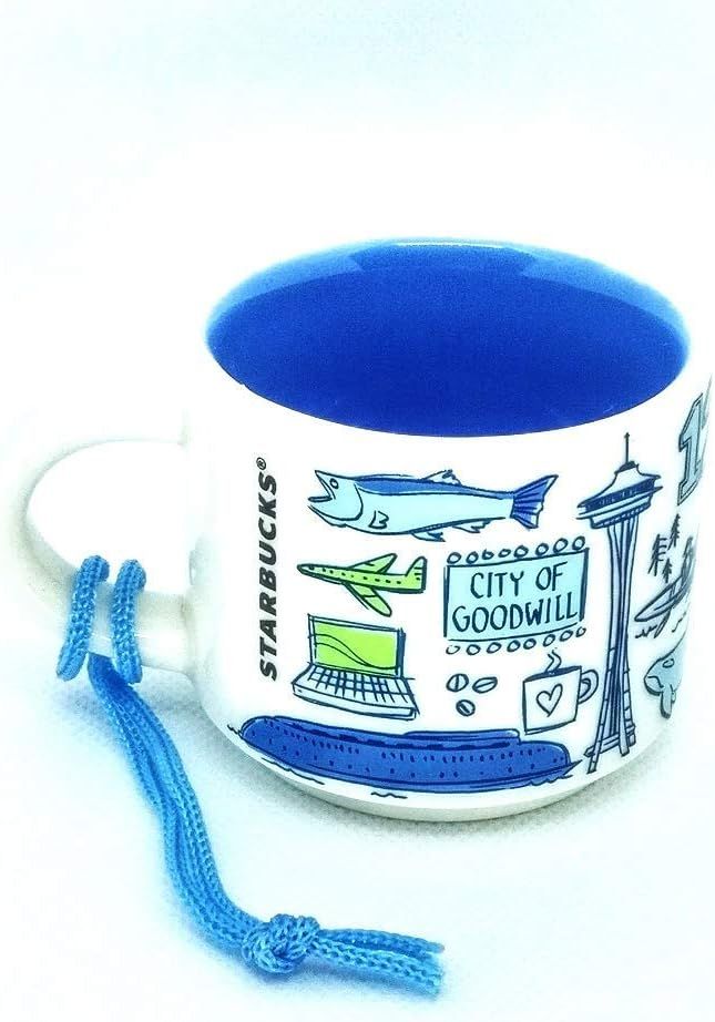 Blue Starbucks Seattle Been There Collection Ceramic Coffee Demitasse Ornament 2 Oz | 467-QTZKWV