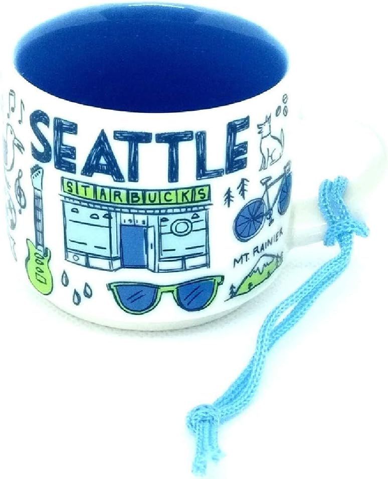 Blue Starbucks Seattle Been There Collection Ceramic Coffee Demitasse Ornament 2 Oz | 467-QTZKWV