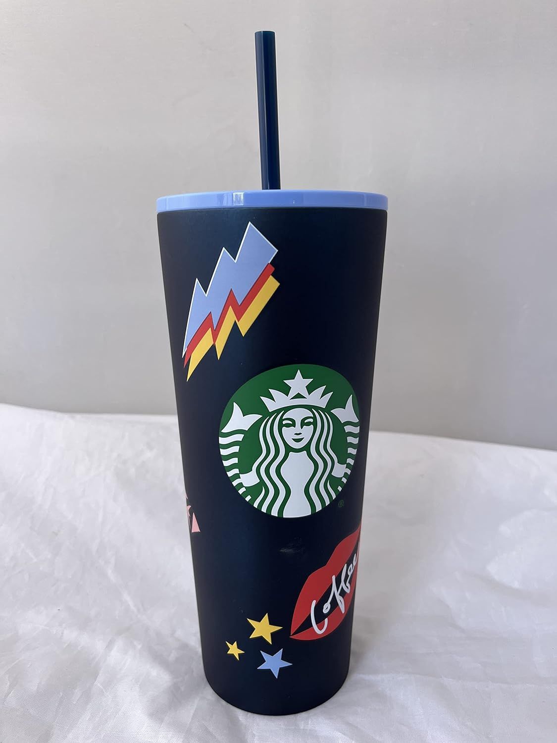 Blue Starbucks Stainless Steel Tumbler Chill Lips Hearts Venti 24 Oz | 514-OYNZPR