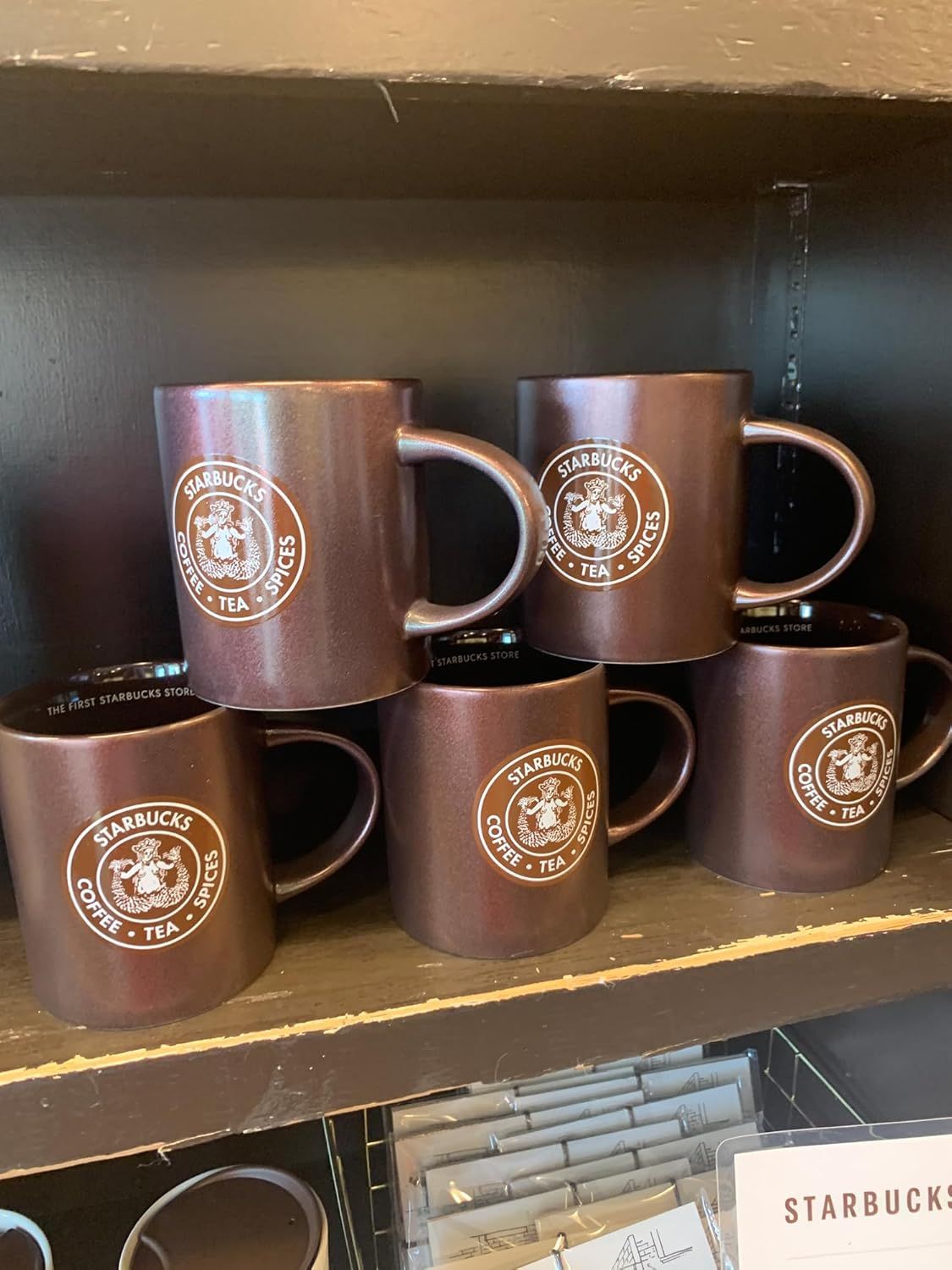 Brown Starbucks Exclusive First Store Seattle Pike Place Brown Mug, Original Logo, 12 Fl Oz | 761-PSIDBT