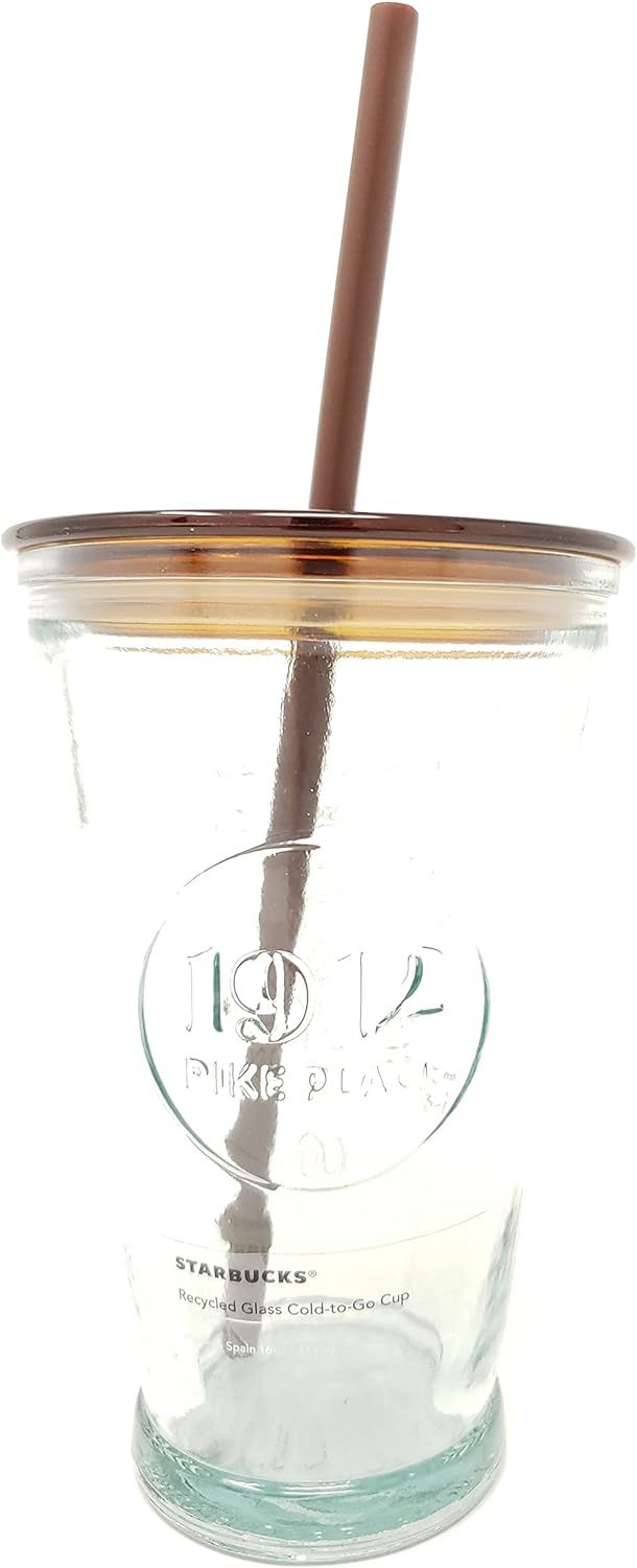 Brown Starbucks Exclusive Seattle 1912 Pike Place First Store Brown Recycled Glass Cold Cup, 16 Fl Oz | 872-LTDGEI