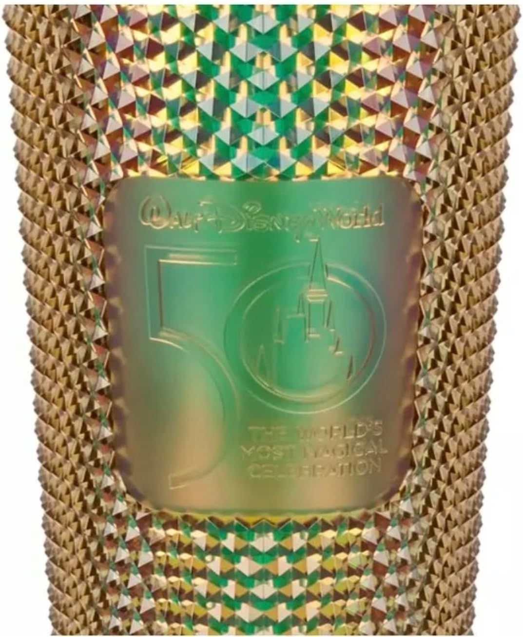 Gold Starbucks Magic Kingdom 50th Anniversary Gold 24oz Studded Cold Cup Tumbler With Straw, 400950668991 | 280-IOVAJT