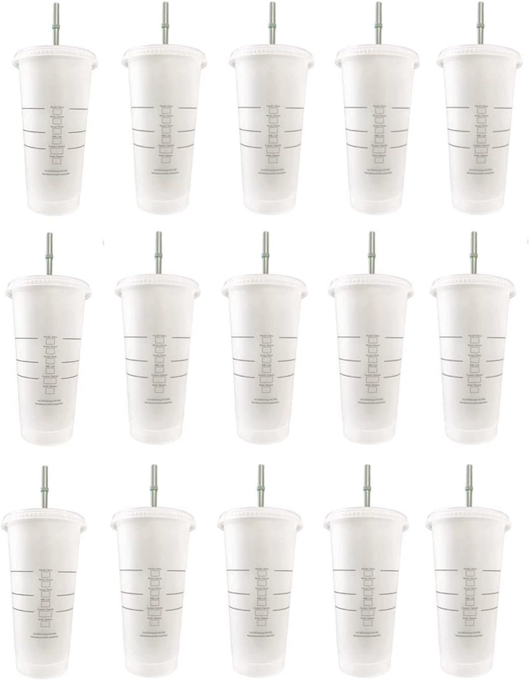 Green Starbucks 15 Pack Bundle - Reusable Frosted 24 Oz Cold Cup With Lid And Green Straw W/Stopper | 256-JYLQSF