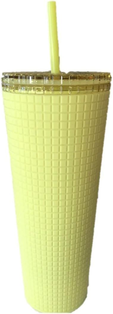 Green Starbucks Meadow Yellow Grid Soft Touch Tumbler Venti 24 Oz | 349-FODWXK