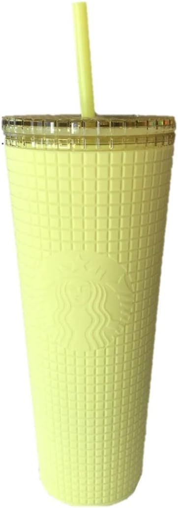 Green Starbucks Meadow Yellow Grid Soft Touch Tumbler Venti 24 Oz | 349-FODWXK