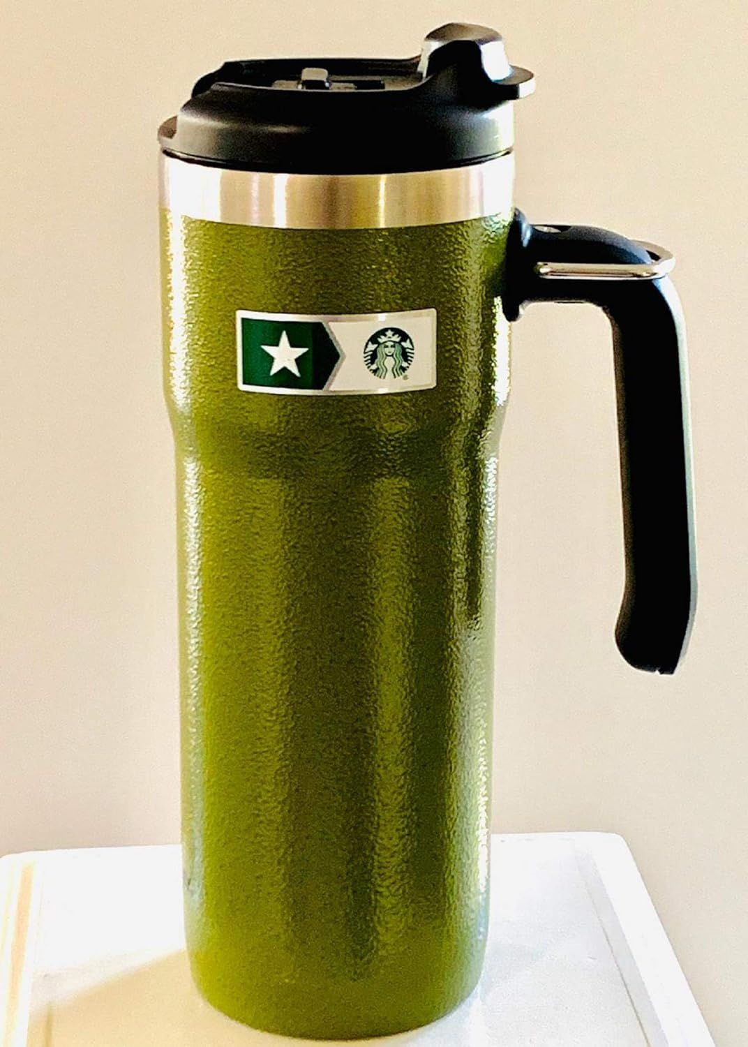 Green Starbucks Stanley Military Commitment Double Walled Hammered Stainless Steel Tumbler With Handle | 468-APMRGN