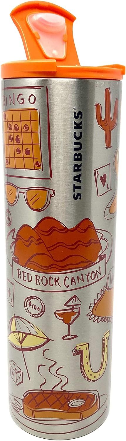 Orange Starbucks Las Vegas Vacuum Insulated Stainless Steel Traveler Coffee Tumbler, 16 Oz | 956-DHBSKN