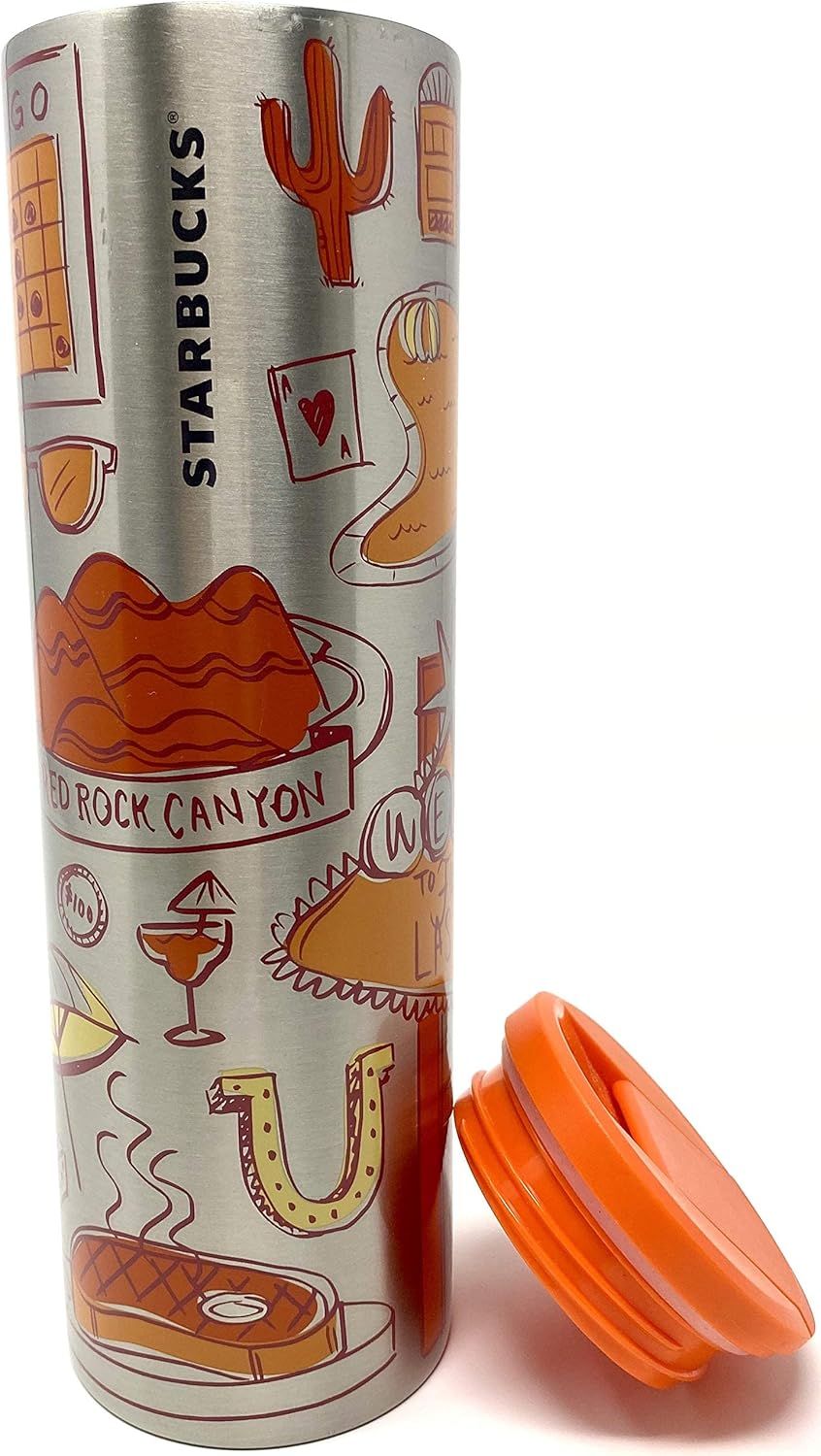 Orange Starbucks Las Vegas Vacuum Insulated Stainless Steel Traveler Coffee Tumbler, 16 Oz | 321-VOJIKP