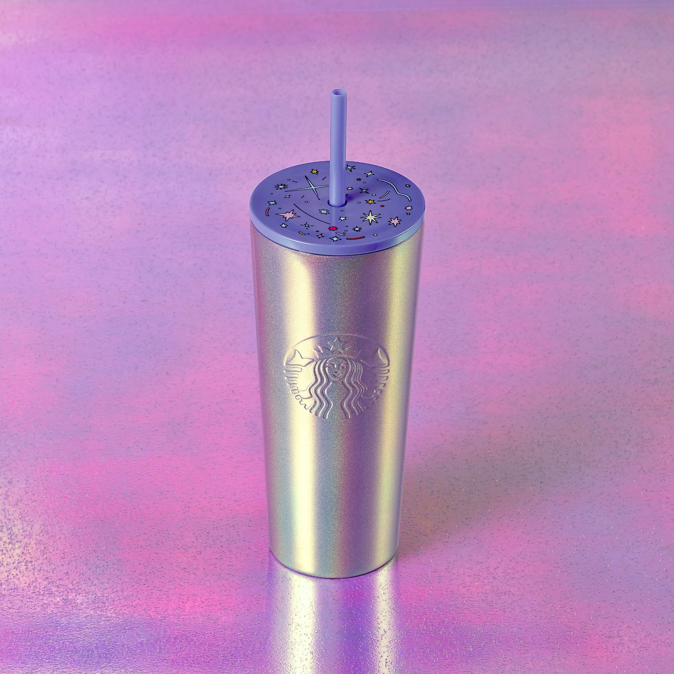 Purple Grey Starbucks Purple Iridescent Glitter Stainless Steel Cold Cup 16oz | 184-YQXMRI