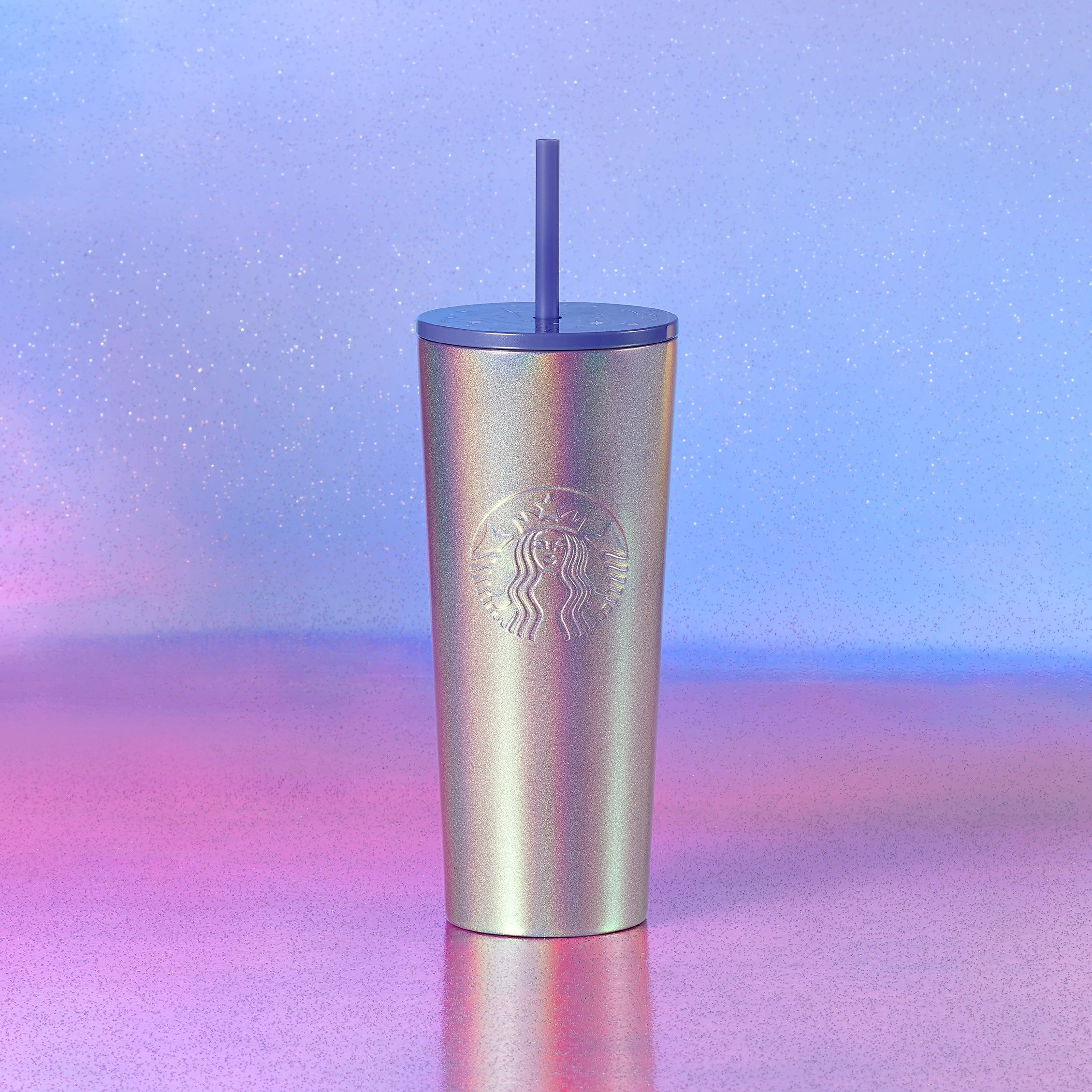 Purple Grey Starbucks Purple Iridescent Glitter Stainless Steel Cold Cup 16oz | 184-YQXMRI