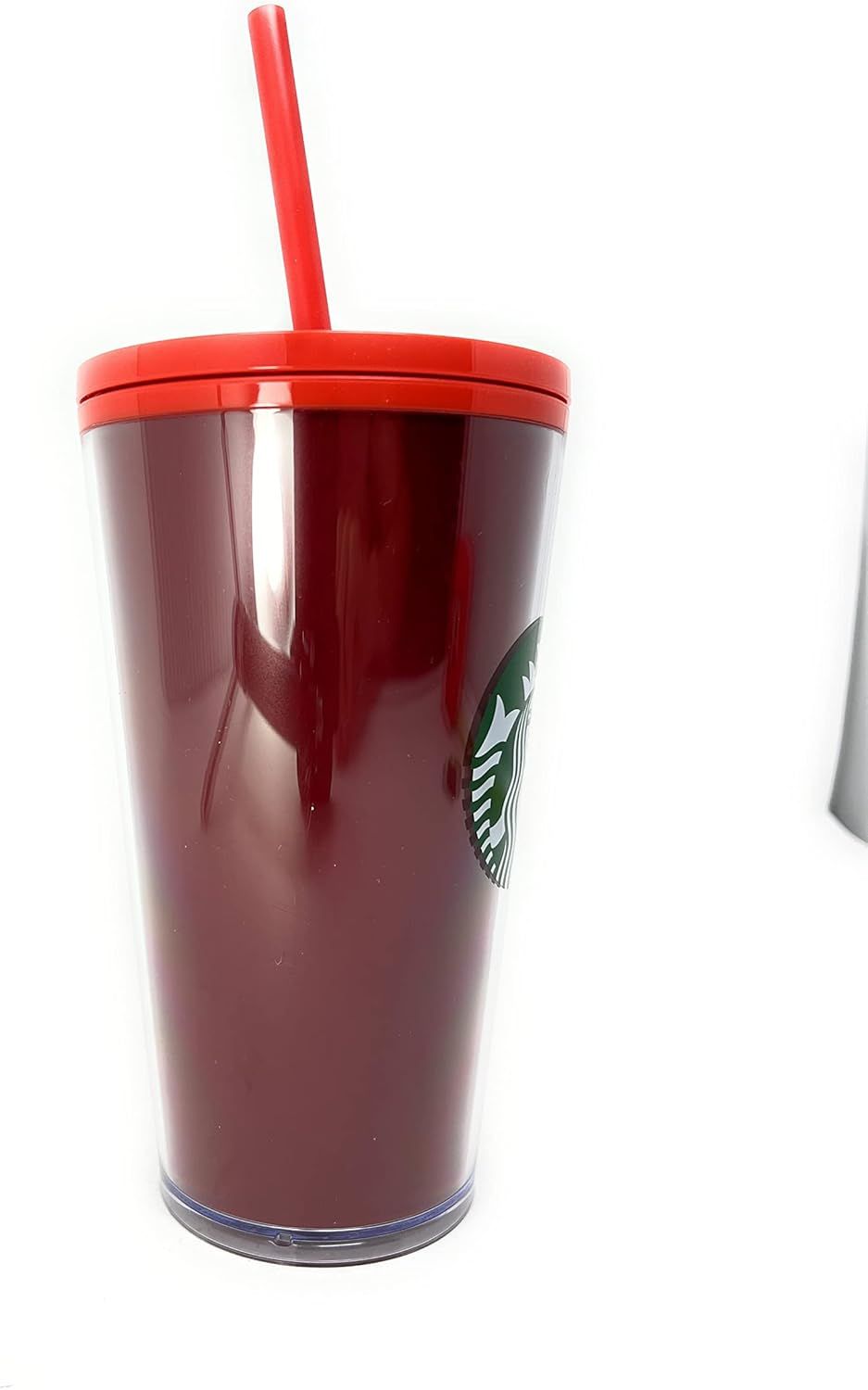 Red Starbucks 16 Oz Holiday Red Glitter And Red Two Tone Fade Insulated Tumbler With Straw | 930-TIFWNS