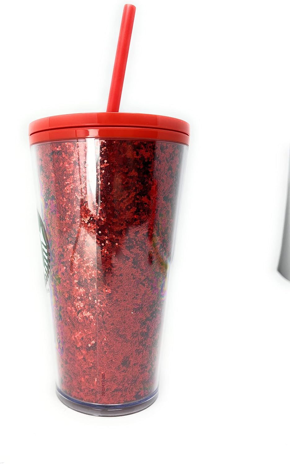 Red Starbucks 16 Oz Holiday Red Glitter And Red Two Tone Fade Insulated Tumbler With Straw | 930-TIFWNS