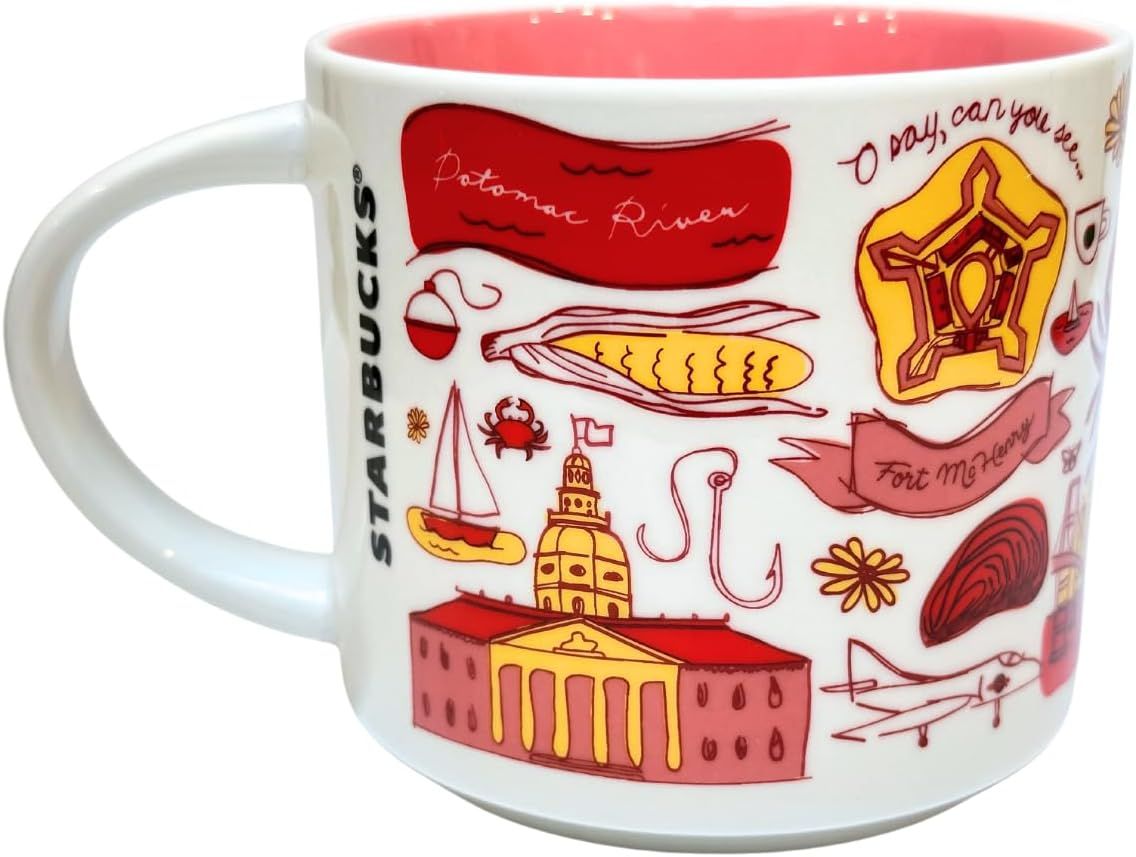 Red Starbucks Maryland Ceramic Mug Been There Series Across The Globe Collection, 14 Ounces | 482-BHILQO