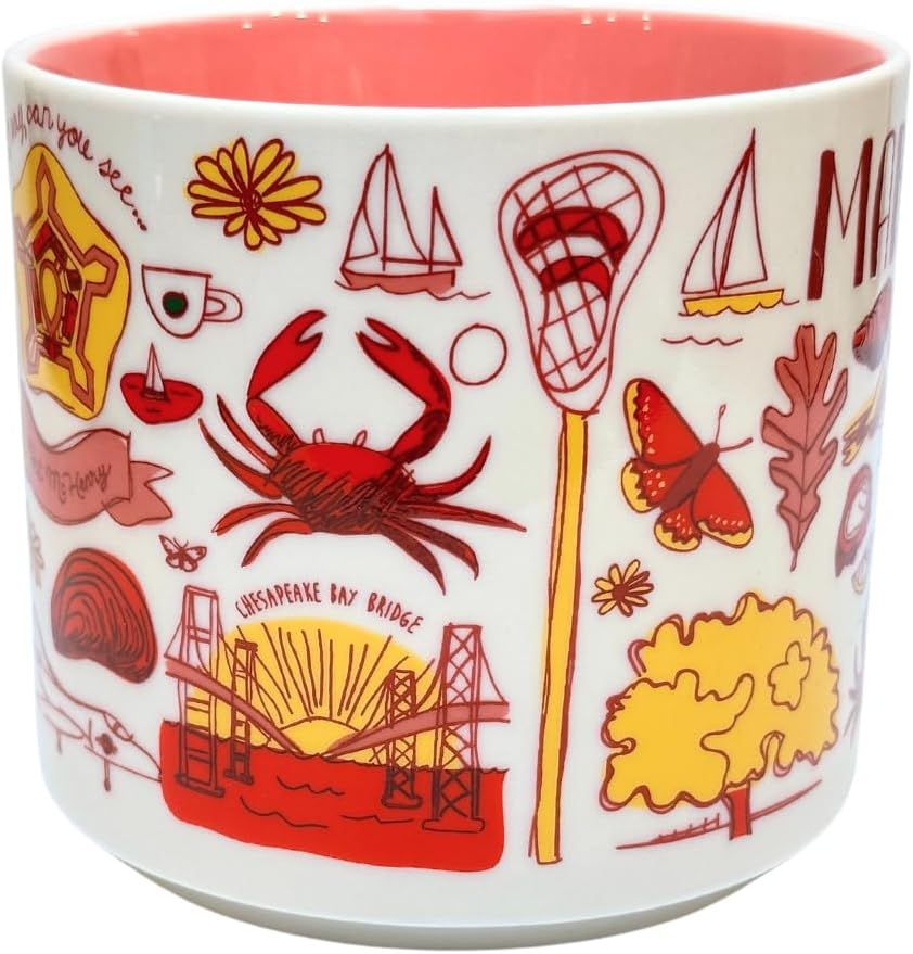 Red Starbucks Maryland Ceramic Mug Been There Series Across The Globe Collection, 14 Ounces | 482-BHILQO