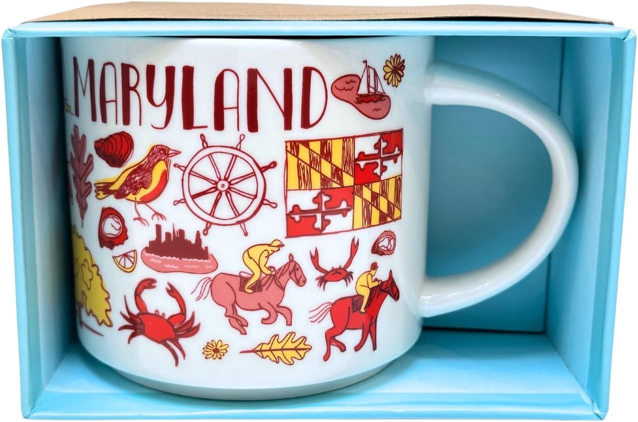 Red Starbucks Maryland Ceramic Mug Been There Series Across The Globe Collection, 14 Ounces | 482-BHILQO