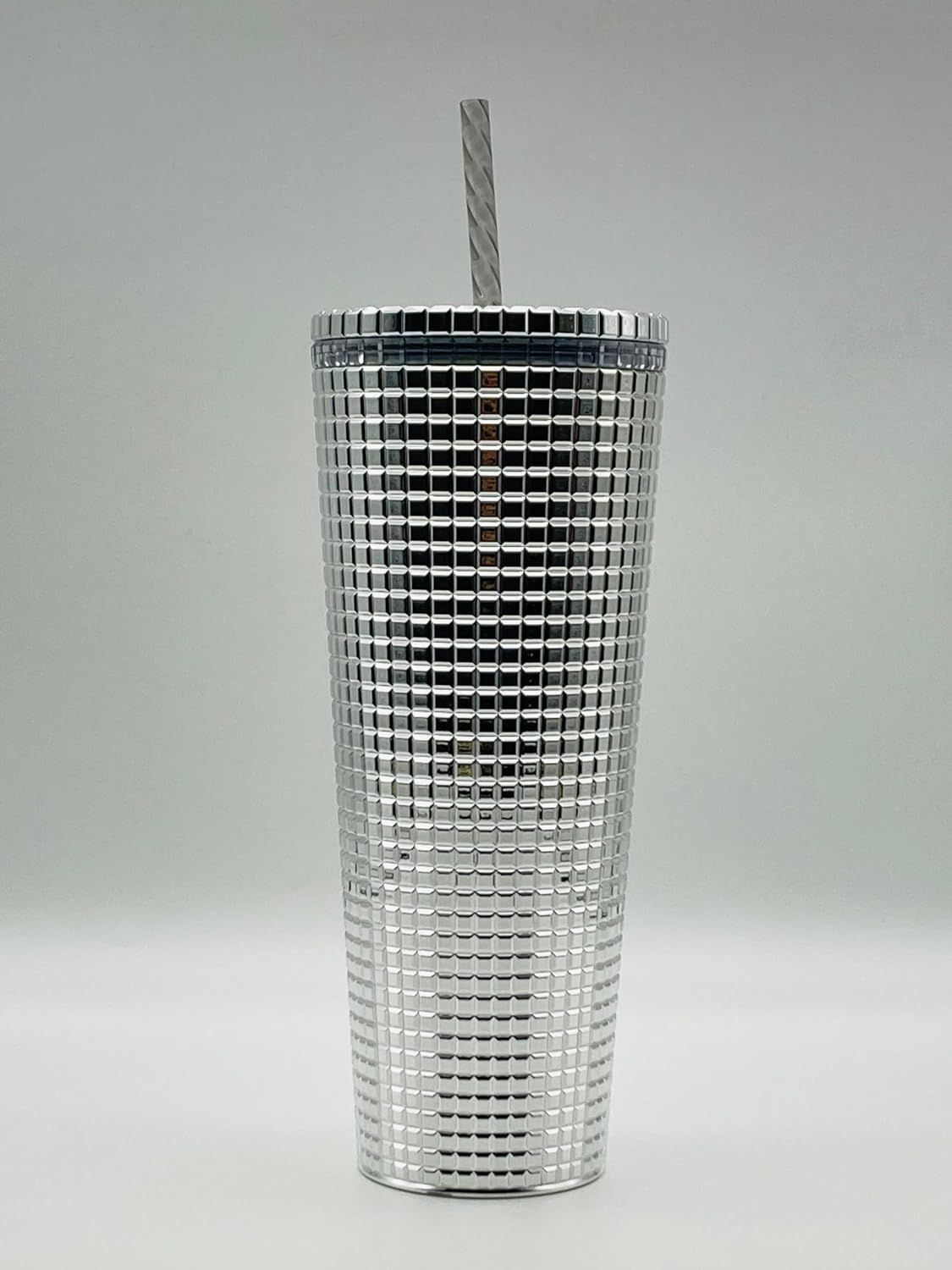 Silver Starbucks 2023 Holiday Silver Chrome Grid Tumbler 24oz Venti Size | 437-GBTINU