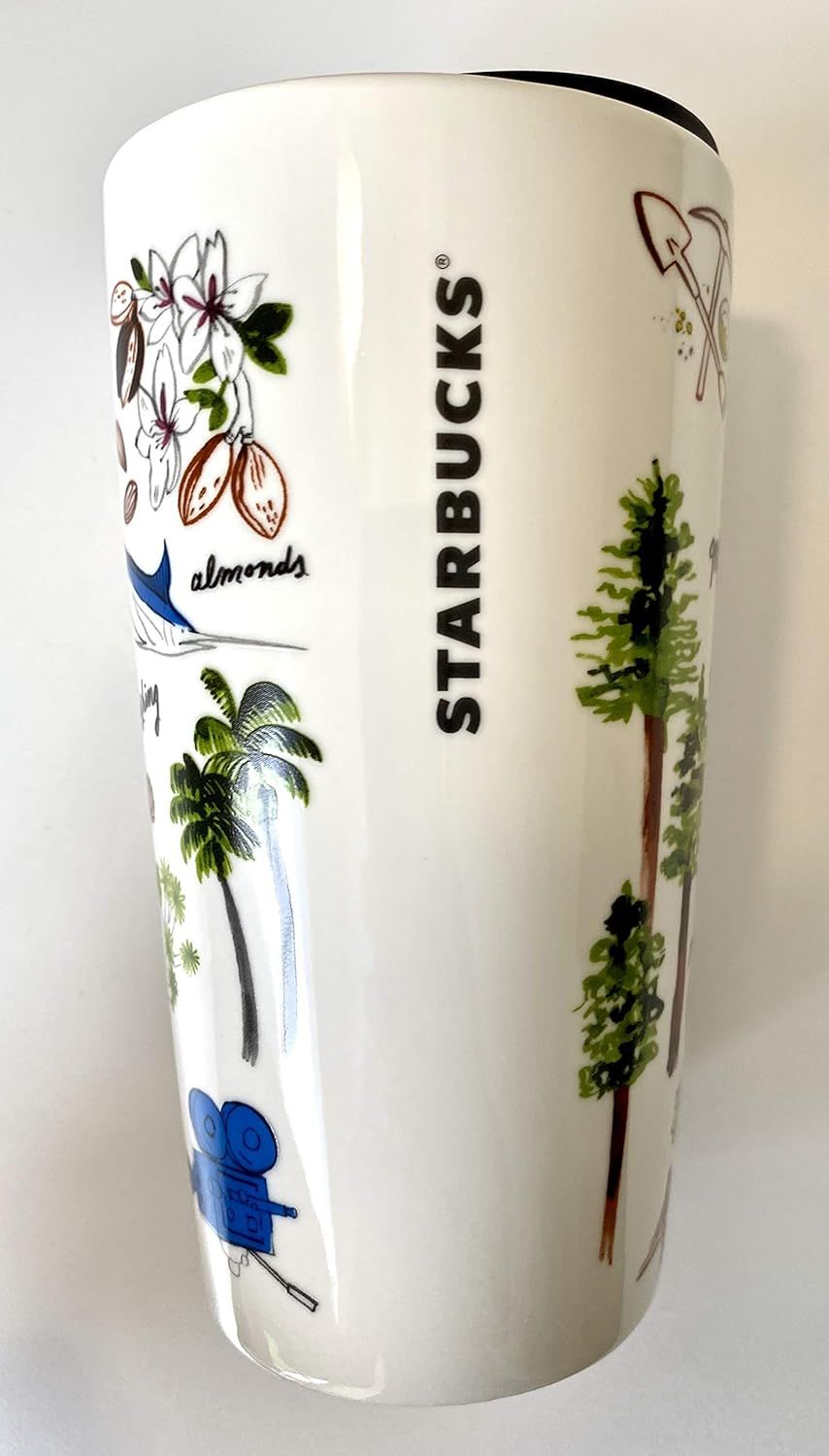 White Starbucks California Double Walled Ceramic Travel Traveler Coffee Mug - 12 Oz | 418-EDSQUX