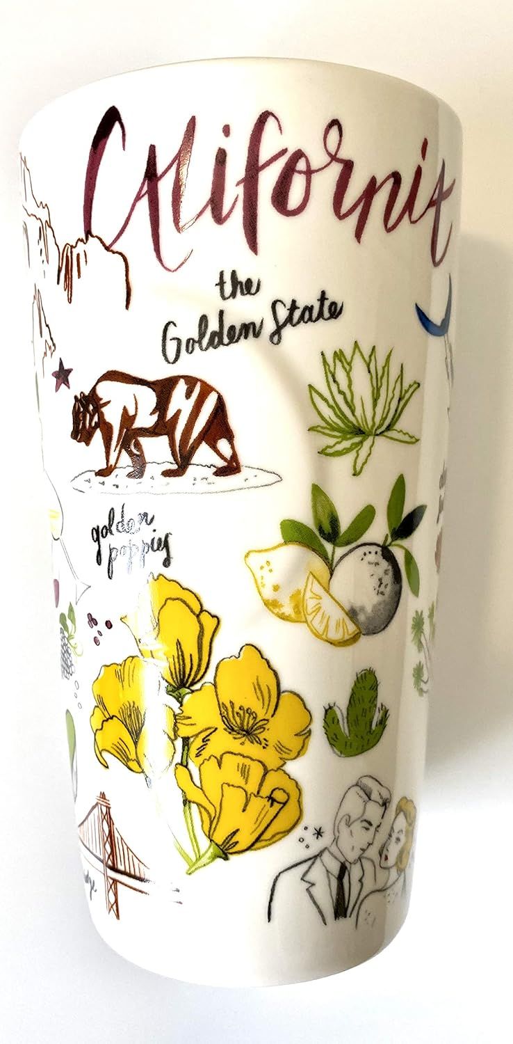 White Starbucks California Double Walled Ceramic Travel Traveler Coffee Mug - 12 Oz | 418-EDSQUX