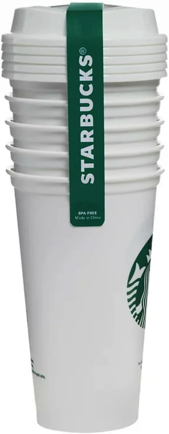 White Starbucks Set Of 5 16oz Reusable Hot Cups With Lid | 642-MJLTYR