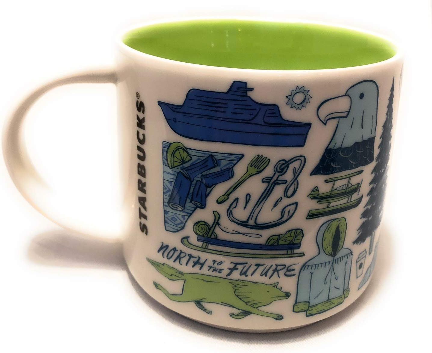 White / Blue / Green Starbucks Alaska Been There Series Across The Globe Collection Coffee Mug 14 Ounce | 258-USNYBI