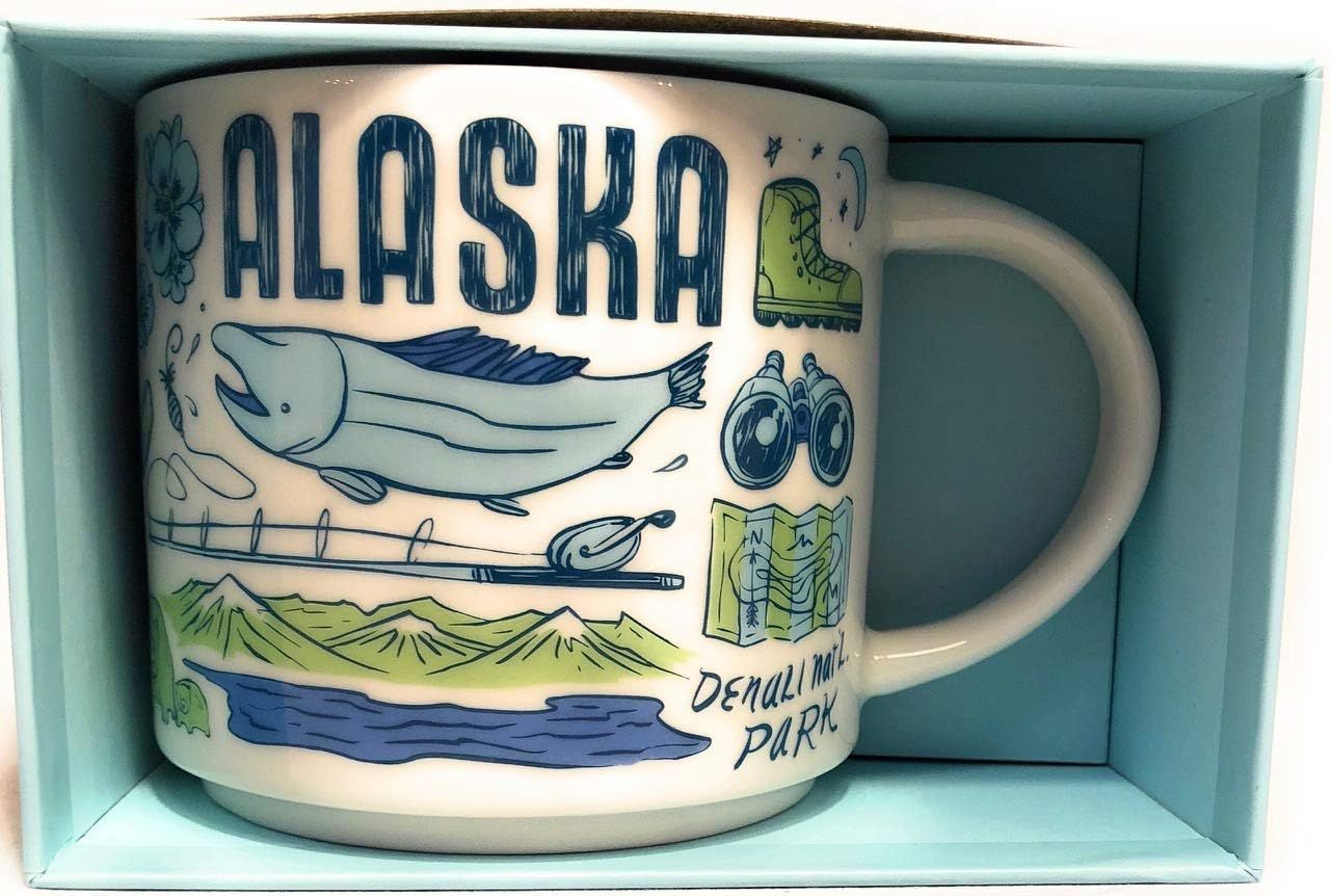 White / Blue / Green Starbucks Alaska Been There Series Across The Globe Collection Coffee Mug 14 Ounce | 258-USNYBI